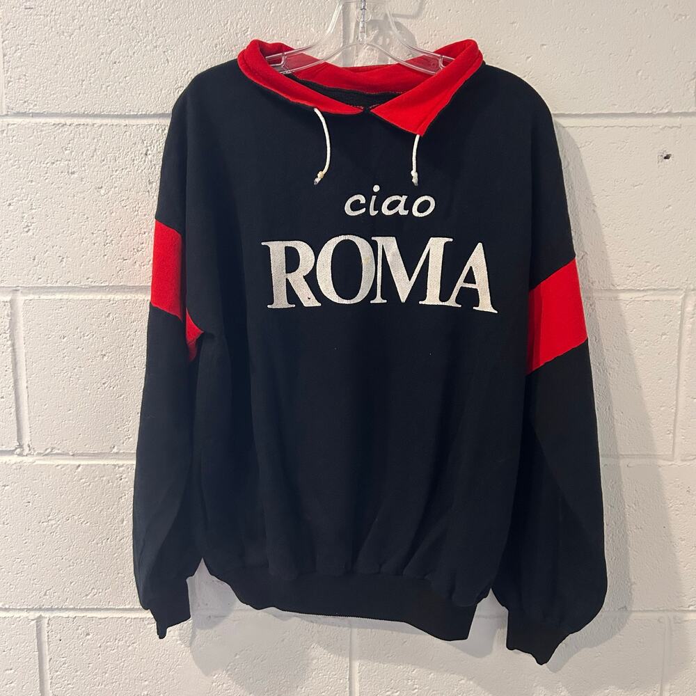 Vintage Ciao Roma Sweatshirt Black Red Colorblock